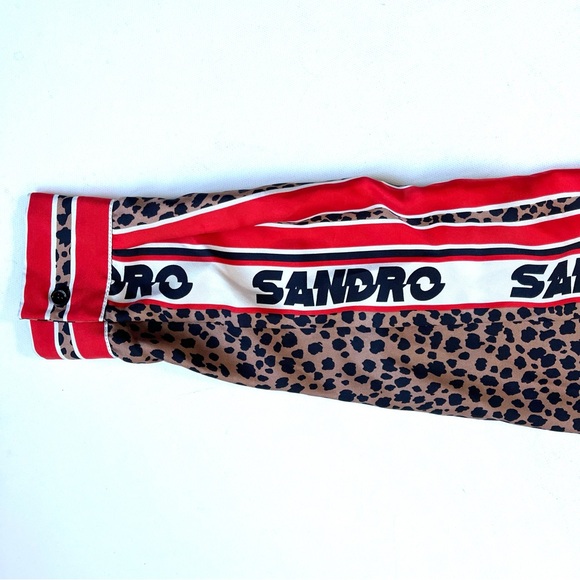 SANDRO Animal Print Oversized Silk Blouse - Picture 8 of 11